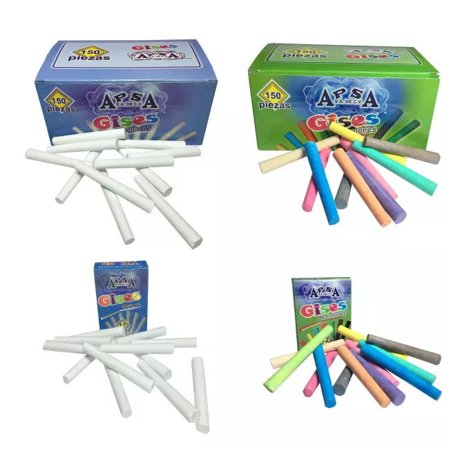 Multiple Pack Chalk White and Multicolored Chalk