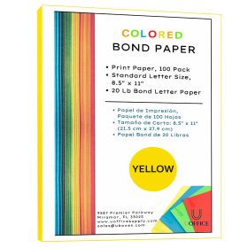 Yellow Colored Bond Print Paper 100 pack UOFFICE
