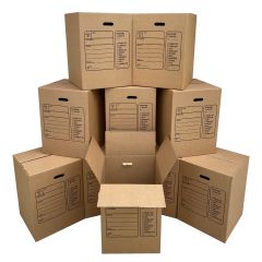 StarBoxes Large 23ECT corrugated moving boxes with handles 18" X 18" X 24" size to pack and stack