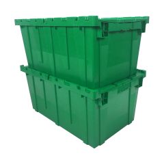 Storage Packing Plastic Crates, 27" x 17" x 12"-2-Pack-Green