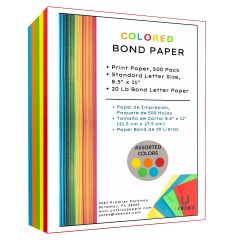 Multicolored colored bond print paper pack of 500 sheets UOFFICE

