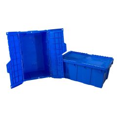 Plastic Crate with Lid 19.5" x 11.75" x 8.5" 2pk Blue