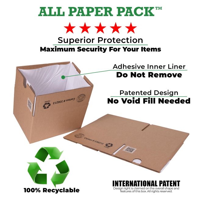 All Paper Pack 12”x 9” x 7” Shipping Boxes- 25 Pack