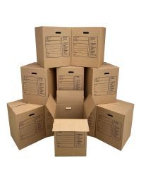StarBoxes Large 23ECT corrugated moving boxes with handles 18" X 18" X 24" size to pack and stack
