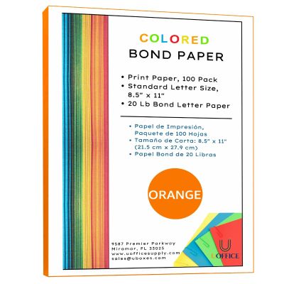 Orange Colored Bond Print Paper 100 pack UOFFICE
